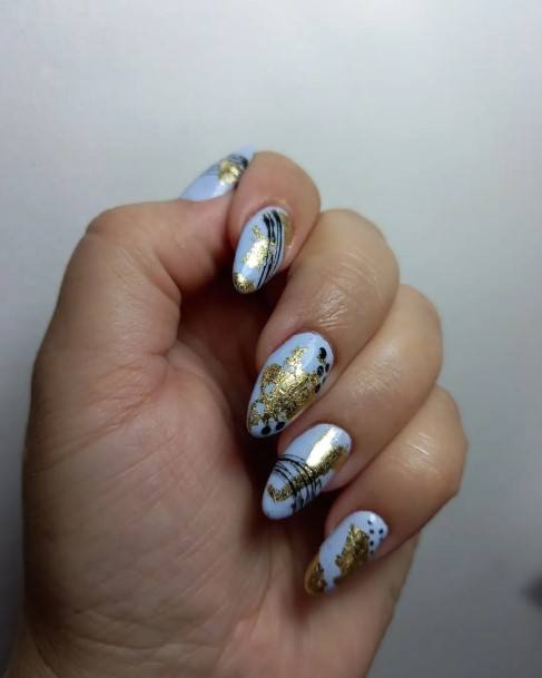 Exceptional Womens Blue And Gold Nail Ideas