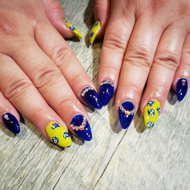 Exceptional Womens Blue And Yellow Nail Ideas