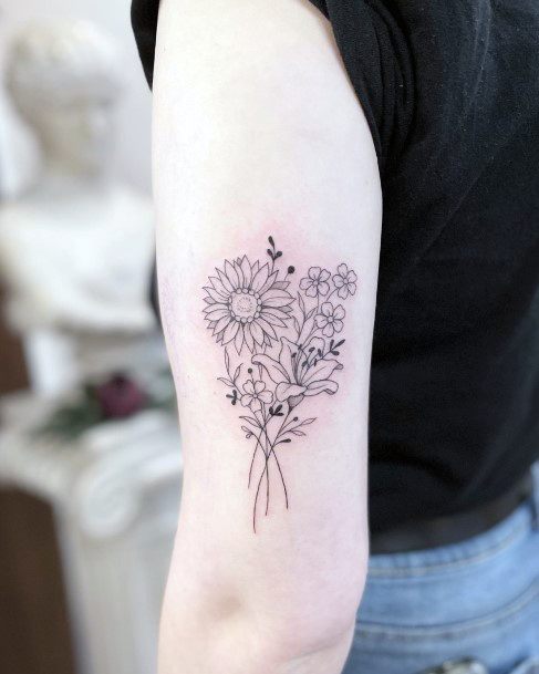 Exceptional Womens Bouquet Tattoo Ideas