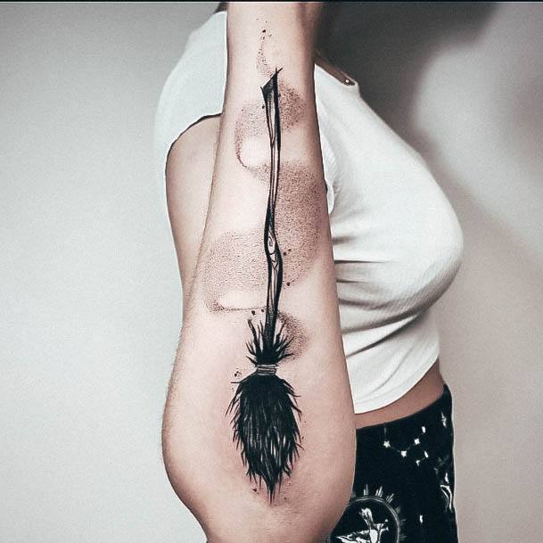 Exceptional Womens Broom Tattoo Ideas