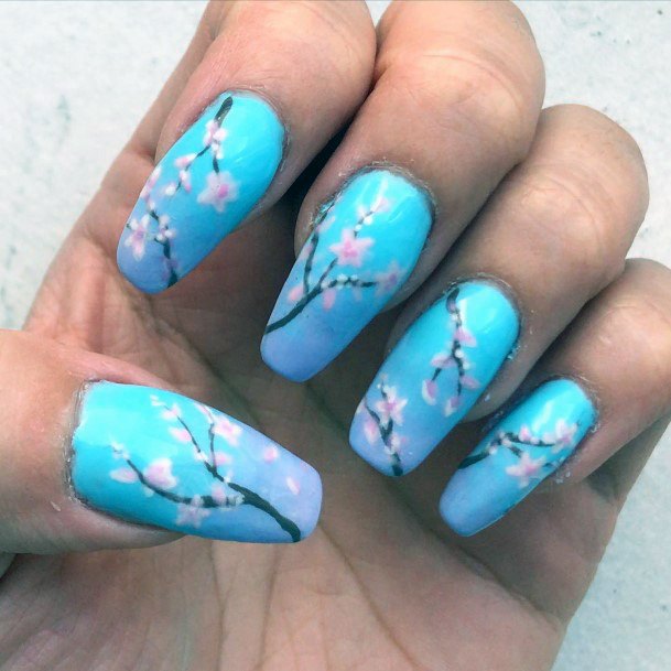 Exceptional Womens Cherry Blossom Sakura Nail Ideas