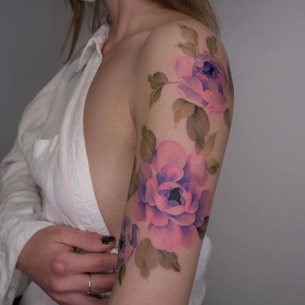 Exceptional Womens Flower Shoulder Tattoo Ideas