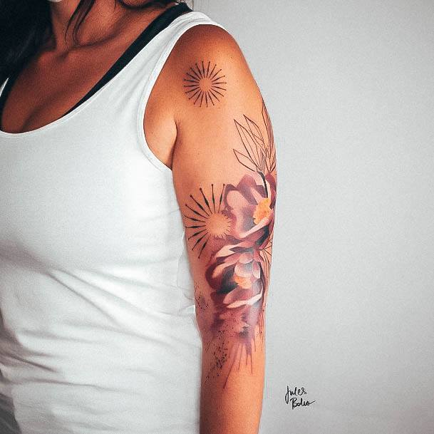 Exceptional Womens Flower Sleeve Tattoo Ideas