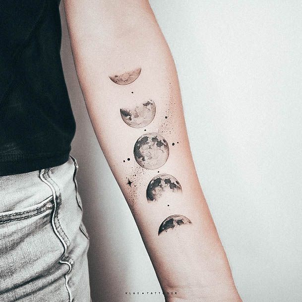 Exceptional Womens Galaxy Tattoo Ideas Moon Phases