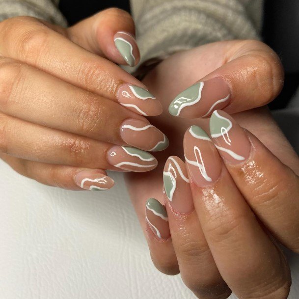Exceptional Womens Green And White Nail Ideas