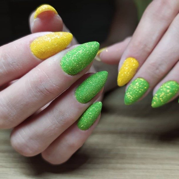 Exceptional Womens Green And Yellow Nail Ideas