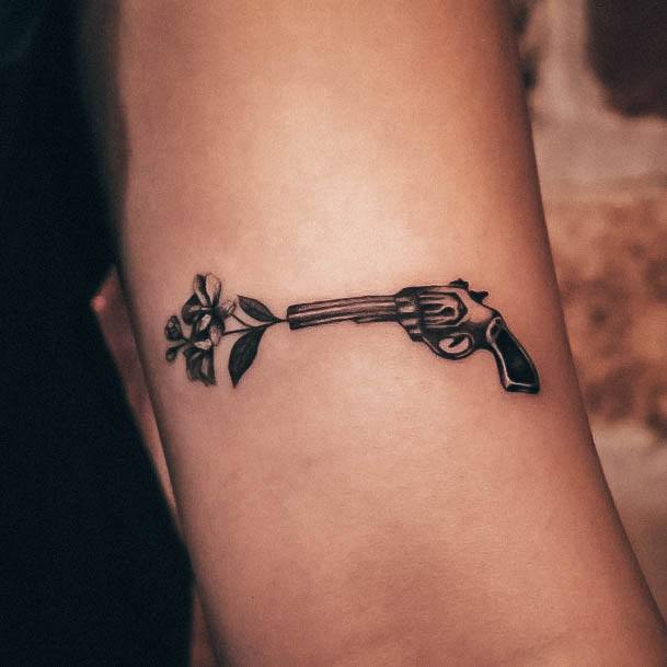 Exceptional Womens Gun Tattoo Ideas Small Detailed Forearm