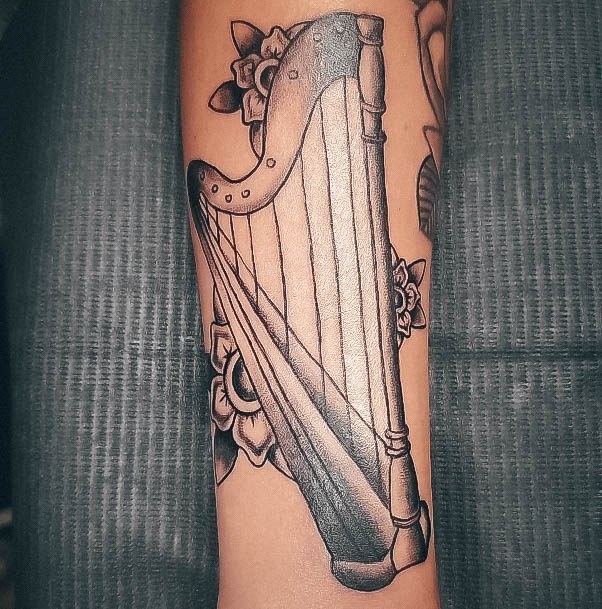 Exceptional Womens Harp Tattoo Ideas