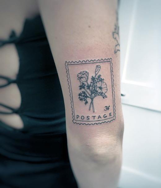 Exceptional Womens Postage Stamp Tattoo Ideas