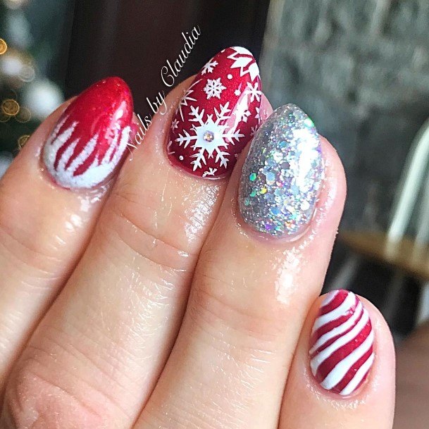 Exceptional Womens Red And Silver Nail Ideas
