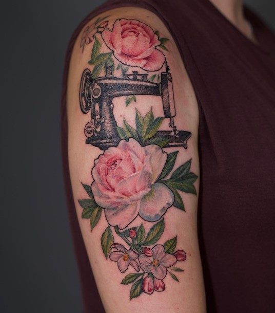 Exceptional Womens Sewing Machine Tattoo Ideas