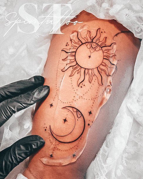 Exceptional Womens Sun And Moon Tattoo Ideas