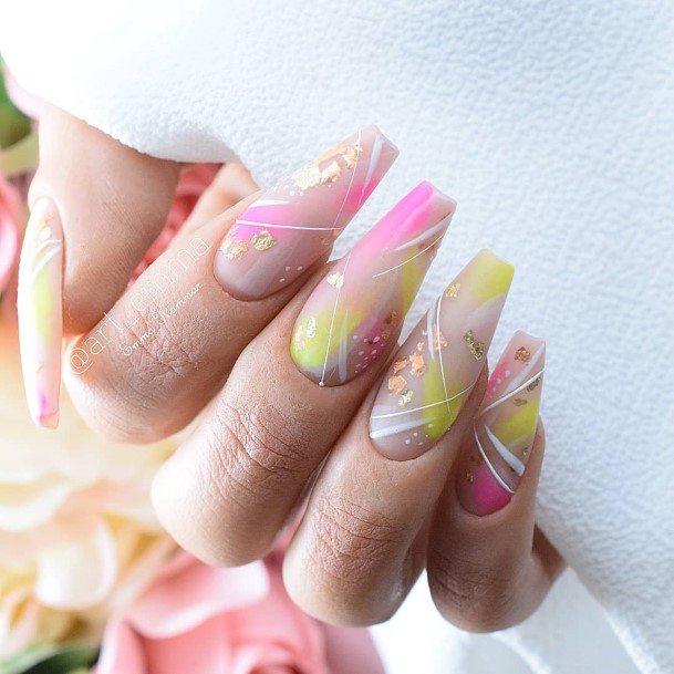 Exceptional Womens Yellow And Pink Nail Ideas