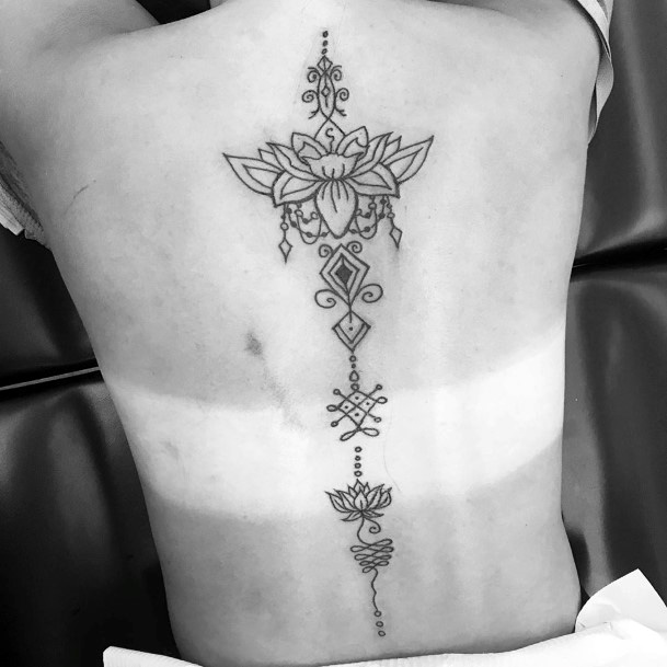 Exclusive Lotus Flower Tattoo Womens Back