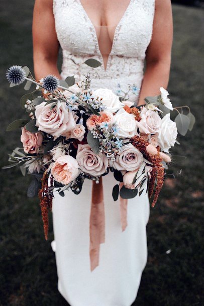 Exotic Blush Roses Flowers Bouquet Wedding