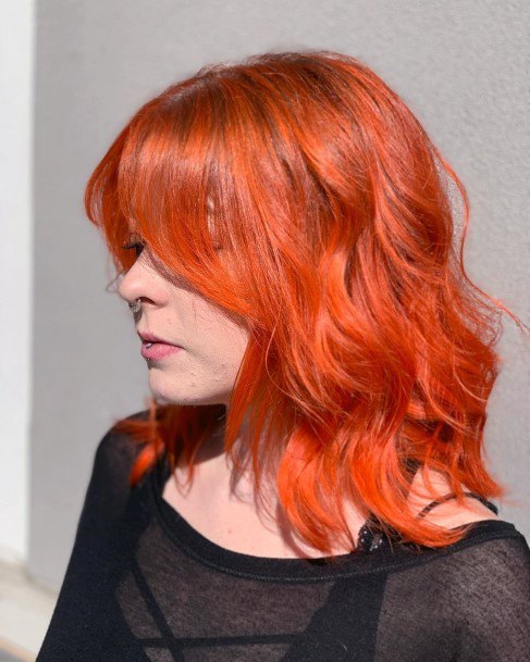 Exotic Bold Bright Reddish Orange Short Shag Womens Hairstyle Ideas