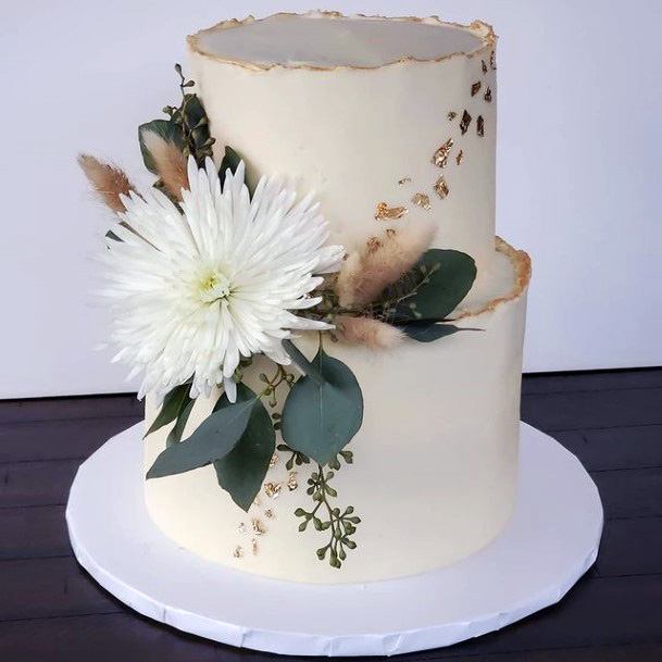 Exotic Floral Art Gold Wedding Cake