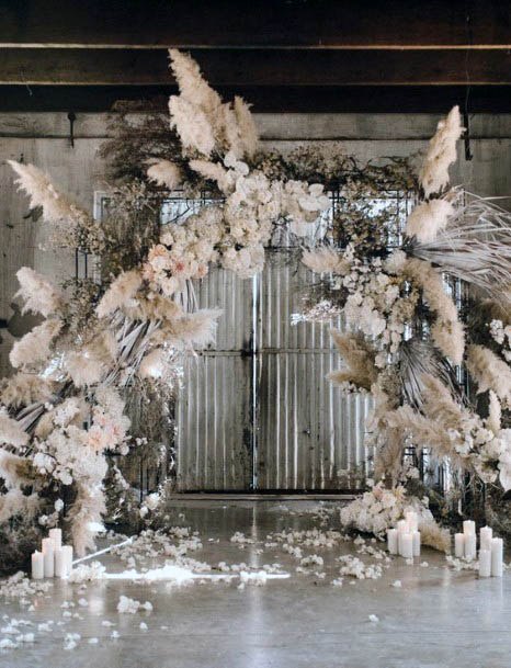 Exotic White Winter Wedding Flowers Arch