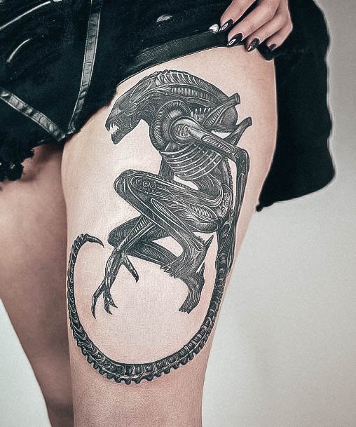 Exquisite Alien Tattoos On Girl