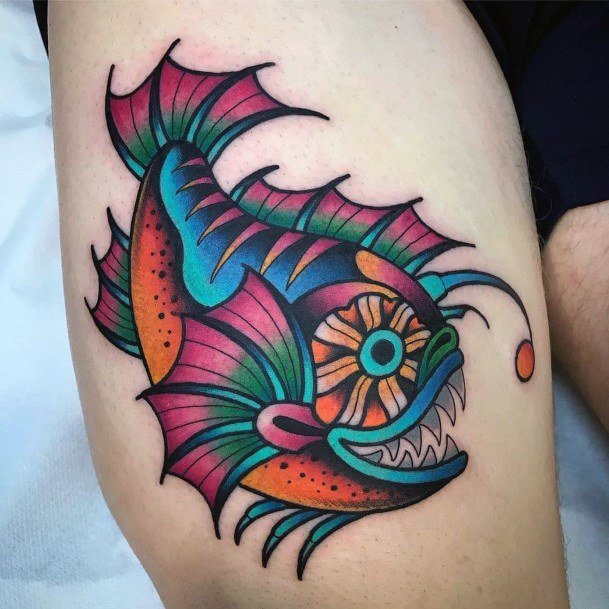 Exquisite Anglerfish Tattoos On Girl