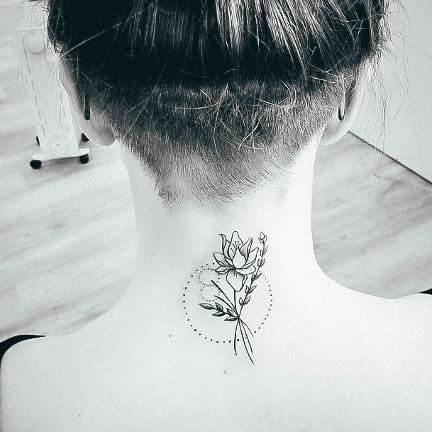 Exquisite Back Of Neck Tattoos On Girl