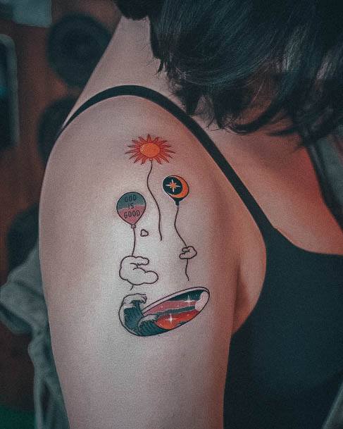 Exquisite Ballon Tattoos On Girl