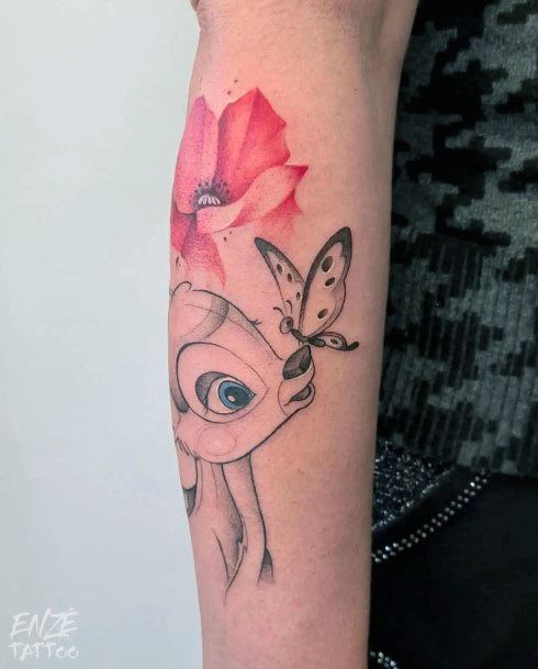 Exquisite Bambi Tattoos On Girl