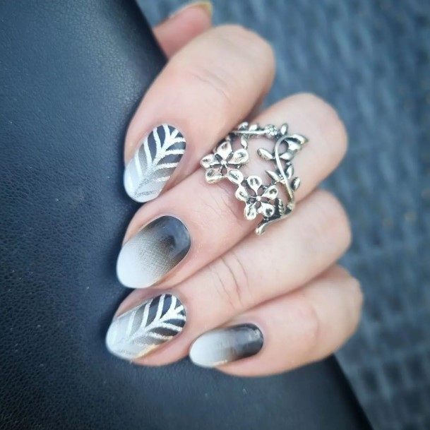 Exquisite Black And White Nails On Girl