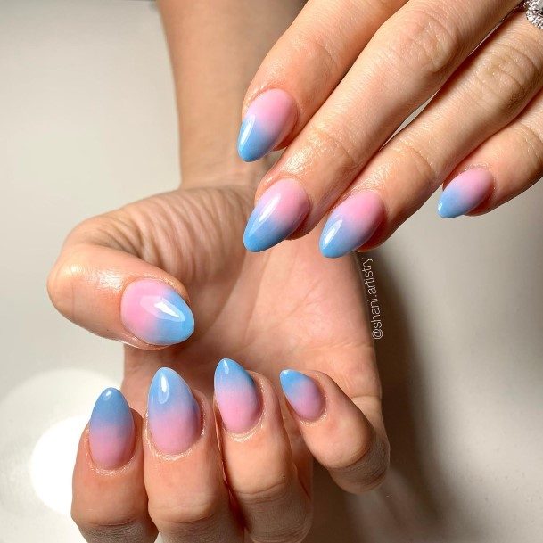 Exquisite Blue Ombre Nails On Girl