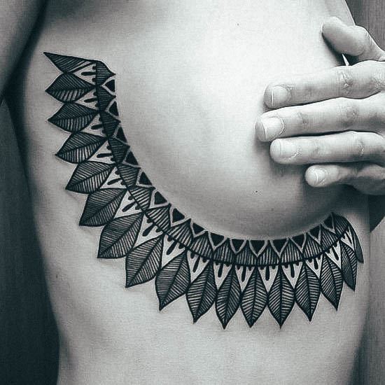 Exquisite Boob Tattoos On Girl Tribal Pattern