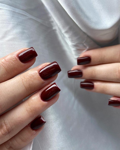 Exquisite Burgundy And Black Nails On Girl