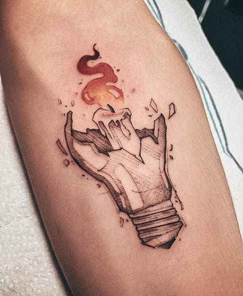 Exquisite Candle Tattoos On Girl