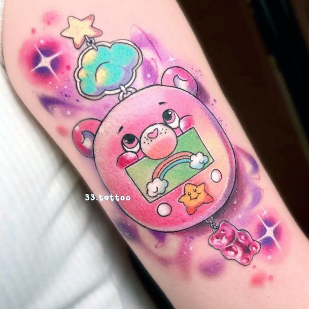 Exquisite Carebears Tattoos On Girl