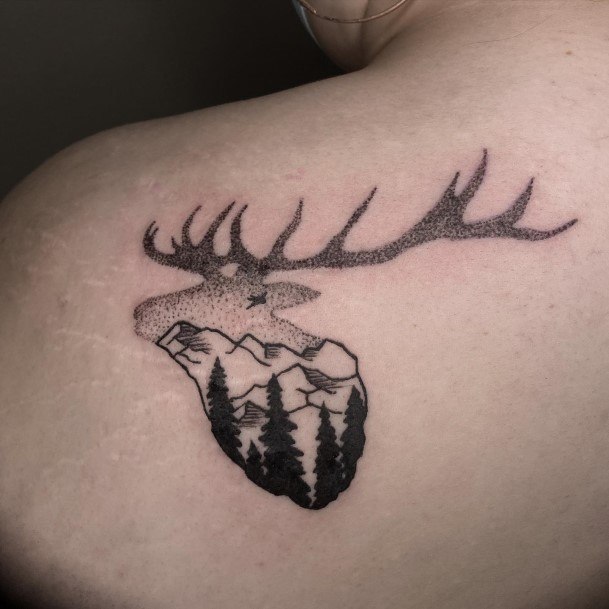 Exquisite Caribou Reindeer Tattoos On Girl