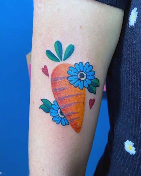 Exquisite Carrot Tattoos On Girl