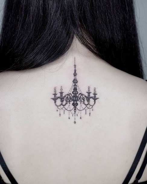 Exquisite Chandelier Tattoos On Girl