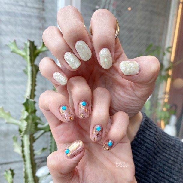 Exquisite Clear Blue Nails On Girl