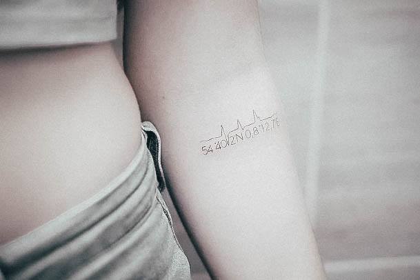 Exquisite Coordinates Tattoos On Girl