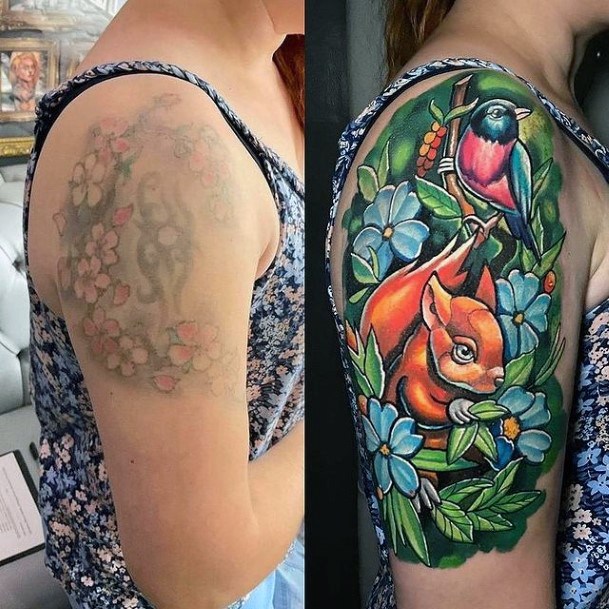 Exquisite Cover Up Tattoos On Girl