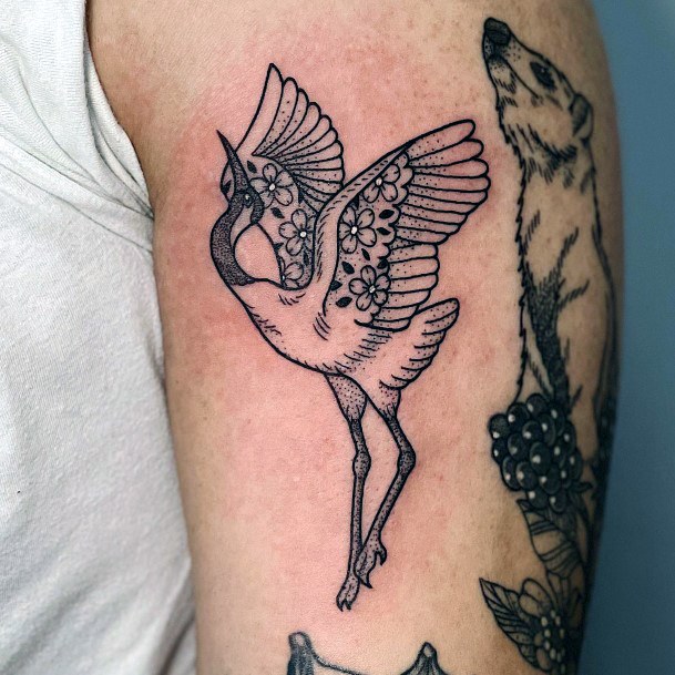 Exquisite Crane Tattoos On Girl