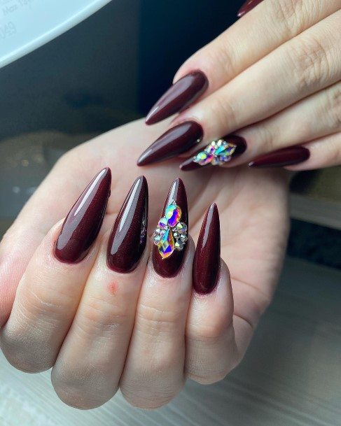 Exquisite Dark Red Nails On Girl