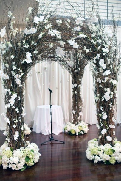 Exquisite Dry Branch Arbor Wedding Inspiration Lush White Floral