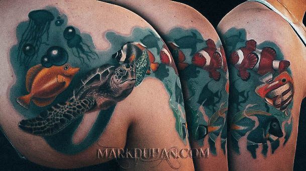 Exquisite Fish Tattoos On Girl