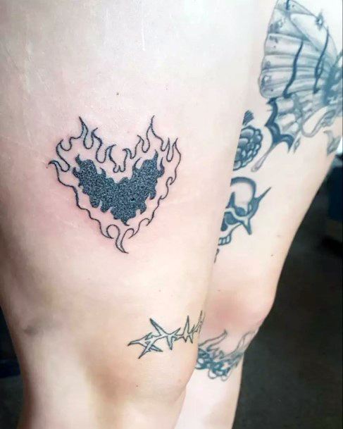 Exquisite Flaming Heart Tattoos On Girl