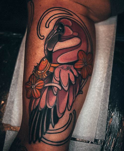 Exquisite Flamingo Tattoos On Girl