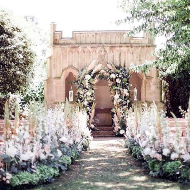 Exquisite Florishing White Flowers Bouqets Wedding Aisle Decor Elegant Ideas