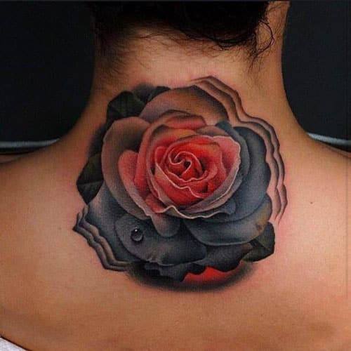 Exquisite Flower Tattoo Womens Back