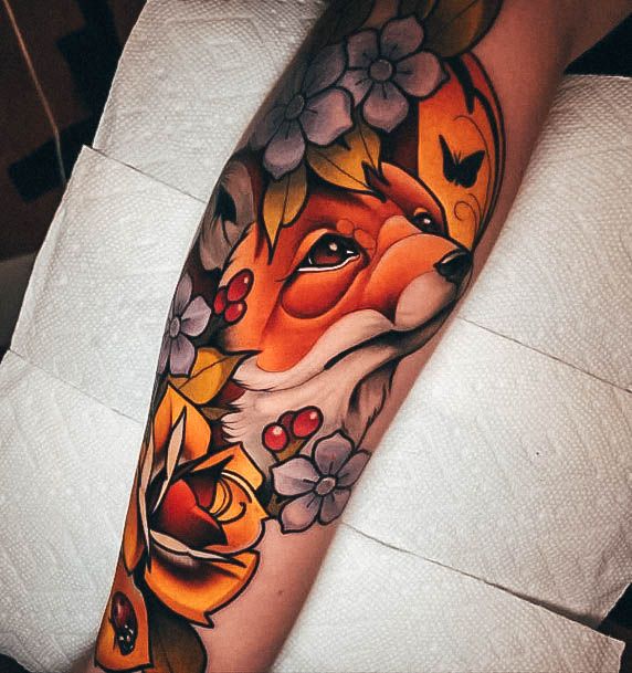 Exquisite Fox Tattoos On Girl