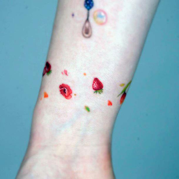 Exquisite Fruit Tattoos On Girl