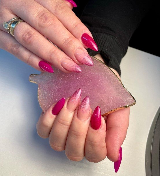 Exquisite Fuchsia Nails On Girl